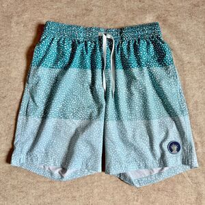 Chubbies Classic Swim Trunks Men’s M Teal The Whale Sharks 7” Inseam Lined